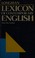 Cover of: Longman lexicon of contempory English