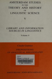 Cover of: Prepositions, an analytical bibliography