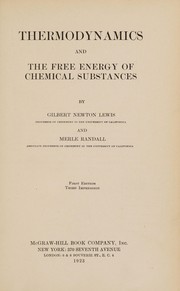 Cover of: Thermodynamics and the free energy of chemical substances