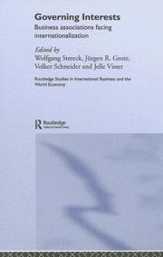 Cover of: Governing interests by edited by Wolfgang Streeck ... [et al.].
