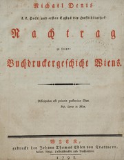 Cover of: Nachtrag zu seiner Buchdruckergeschicht Wiens
