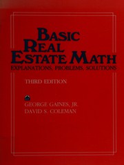 Cover of: Basic real estate math: explanations, problems, solutions