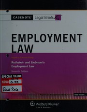 Cover of: Employment law: keyed to courses using Rothstein and Liebman's Employment law, seventh edition