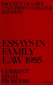 Cover of: Essays in family law 1985