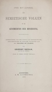 Cover of: Over het aandeel der Semietische volken in de geschiedenis der beschaving by Ernest Renan