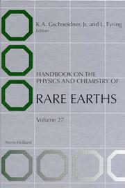Handbook on the Physics and Chemistry of Rare Earths by Karl A. Gschneidner