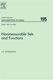 Cover of: Nonmeasurable sets and functions
