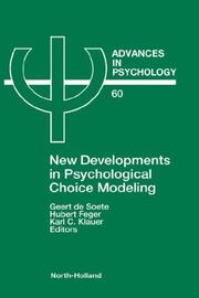 Cover of: New developments in psychological choice modeling