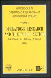 Cover of: Handbooks in Operations Research and Management Science, 6: Operations Research and the Public Sector (Handbooks in Operations Research and Management Science)