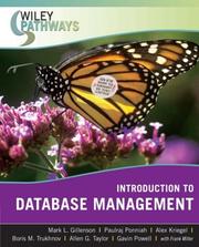 Cover of: Wiley Pathways Introduction to Database Management by Mark L. Gillenson, Paulraj Ponniah, Alex Kriegel, Boris Trukhnov, Allen G. Taylor, Gavin Powell, Frank Miller