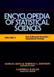 Cover of: Faa di Bruno's Formula to Hypothesis Testing, Volume 3, Encyclopedia of Statistical Sciences