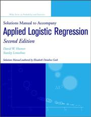 Cover of: Solutions Manual to Accompany Applied Logistic Regression (2nd Edition; Wiley Series in Probability and Statistics)