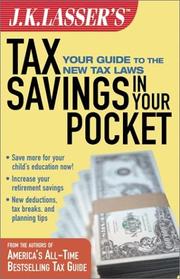 Cover of: J.K. Lasser's tax savings in your pocket