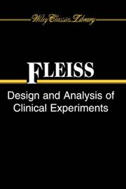 The design and analysis of clinical experiments by Joseph L. Fleiss