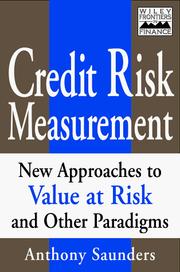 Cover of: Credit Risk Measurement: New Approaches to Value at Risk and Other Paradigms, 1st Edition