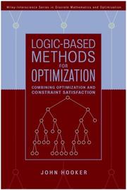 Cover of: Logic-Based Methods for Optimization: Combining Optimization and Constraint Satisfaction