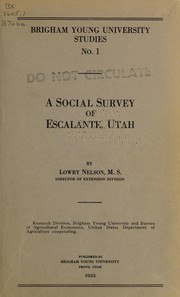 Cover of: A social survey of Escalante, Utah