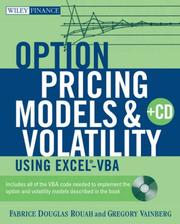 Cover of: Option Pricing Models and Volatility Using Excel-VBA (Wiley Finance)