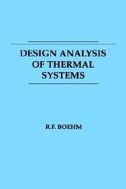 Cover of: Design analysis of thermal systems