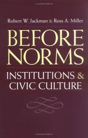 Cover of: Before Norms: Institutions and Civic Culture