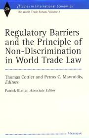 Regulatory barriers and the principle of non-discrimination in world trade law