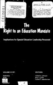 Special Education Leadership Series. Volume III by Richard A. Johnson