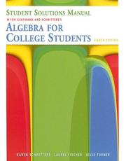 Cover of: Student Solutions Manual for Kaufmann/Schwitters' Algebra for College Students, 8th