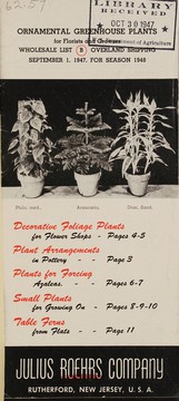 Cover of: Ornamental greenhouse plants for florists and growers: wholesale list B, overland shipping : September 1, 1947 for season 1948
