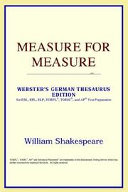Cover of: Measure for Measure (Webster's German Thesaurus Edition) by ICON Reference