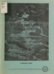 Effects of timber harvest on water chemistry by Gordon Stuart