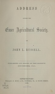 Cover of: Address before the Essex Agricultural Society