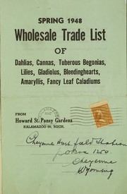 Spring 1948 wholesale trade list of dahlias, cannas, tuberous begonias, lilies, gladiolus, bleedinghearts, amaryllis, fancy leaf caladiums by Howard St. Pansy Gardens