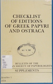 Cover of: Checklist of editions of Greek papyri and ostraca