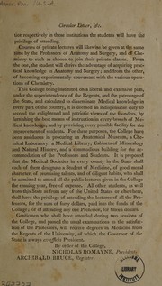 Cover of: Circular letter from the College of Physicians and Surgeons of the State of New York, to the Presidents of the medical societies in the several counties of the state