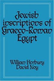 Cover of: Jewish Inscriptions of Graeco-Roman Egypt