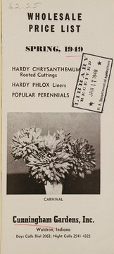 Cover of: Wholesale price list, spring 1949: hardy chrysanthemums rooted cuttings, hardy phlox liners, popular perennials