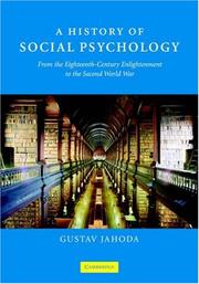 A history of social psychology : from the eighteenth-century enlightenment to the Second World War