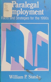 Cover of: Paralegal employment: facts and strategies for the 1990s