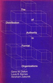 Cover of: The distribution of authority in formal organizations