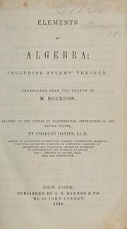 Cover of: Elements of algebra: including Sturms' theorem