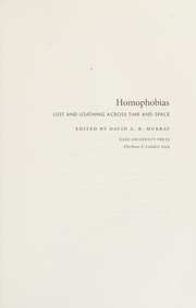 Cover of: Homophobias by edited by David A.B. Murray.