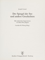 Cover of: Der Spiegel der See und andere Geschichten by Joseph Conrad