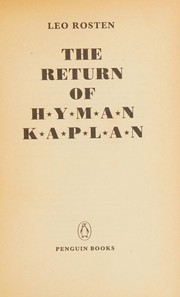 Cover of: The returnof Hyman Kaplan by Leo Calvin Rosten