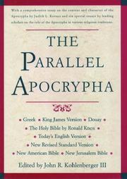 Cover of: The Parallel Apocrypha: Greek  Douay-Rheims  King James Version  New Revised Standard Version  New American Bible  New Jerusalem Bible  Today's English Version  The Holy Bible by Ronald Knox