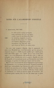 Cover of: Notes sur L'Agamemnon d'Eschyle