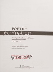 Poetry for students by Kristin Mallegg, David J. Kelly