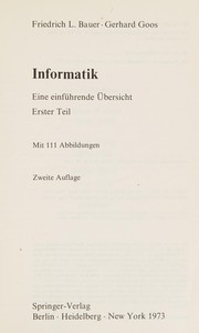 Cover of: Informatik: eine einführende Übersicht