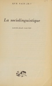 La sociolinguistique by Louis-Jean Calvet