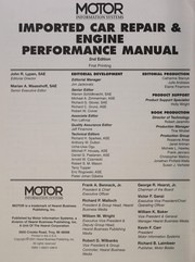 Cover of: Motor imported car repair & engine performance manual