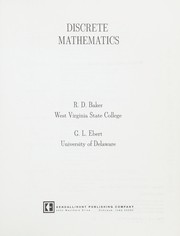 Cover of: Discrete Mathematics by R.D. Baker, G.L. Ebert